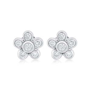 0.55 CT 18K Gold Bezel Diamond Flower Stud & Dangle <b>Earrings</b> IGI Certified Engagement Anniversary Gift - Product Image 2