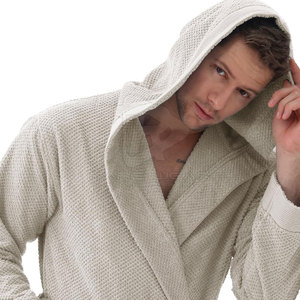 Bata de Baño de Felpa para Hombre, 100% Algodón, Transpirable, de Manga Larga, con Bolsillos, Relajante y Cómoda, para Uso Diario en Casa, Estilo Acogedor - Product Image 5