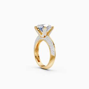 แหวนหมั้นเพชรแพลตตินั่มทรงเรเดียนท์คัท เพชรธรรมชาติรับรองโดย IGI ทอง 14K เพชรแล็บฝังข้าง หรูหราสำหรับผู้หญิง ชุบโรเดียม - Product Image 1