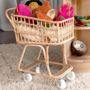 Carritos de mercado para niños pequeños, carrito de compras de juguete, carritos de supermercado de mimbre hechos a mano, juguetes de carrito de supermercado - Product Image 4