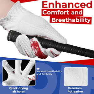 Wholesale new professional Design White Genuine Leather Golf <b>Gloves</b> Breathable Unisex Pull On Sport <b>Gloves</b> - Product Image 6