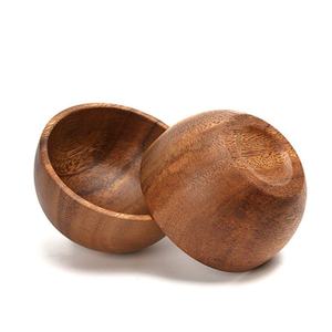 Bol à soupe et à riz classique en bois d'acacia naturel fait main, anti-brûlure, 10 cm - Product Image 2