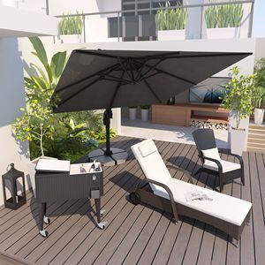 Parasol de terrasse déporté gris de 3 m, forme carrée, base en aluminium avec rotation à 360 degrés pour hôtels - Product Image 2