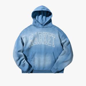 Sudadera con capucha bordada con letras del MERCADO personalizado | Sudadera de gran tamaño vintage | Sudaderas con capucha de lana de invierno para hombre Streetwear - Product Image 1