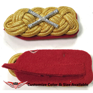 Epaulettes de Lujo KEW con Bandas Doradas Trenzadas y Emblema X Plateado con Fondo Rojo - Product Image 2