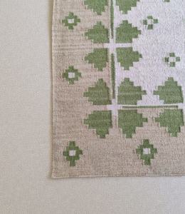 Alfombra de Lana Tejida a Mano con Patrón Geométrico de Diamantes para Sala de Estar - Product Image 2