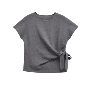 Camiseta de Verano para Mujer, Estilo Vintage, Tejida, 100% Poliéster, Transpirable, Anti-Pilling, Ecológica, Corte Ajustado - Product Image 1