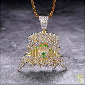 Collar de Hip Hop con Colgante 'Rich Forever' con Diamantes de Moissanita, Chapado en Oro, Joyería de Lujo, Regalo - Product Image 5