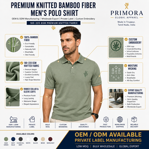 Exportador de Camisetas Polo Bordadas Personalizadas, Fabricante de Ropa Sostenible de Bambú, Exportador de Prendas de Bambú de Tiruppur, Venta al Por Mayor - Product Image 5