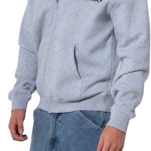 Sweat-shirt à capuche zippé pour homme, sans cordon de serrage, en molleton, avec deux poches avant, design poche poitrine et dos large, style streetwear, 100% coton - Product Image 6