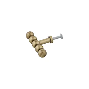 Tirador de bola triple de latón cepillado para gabinetes, herrajes para muebles - Product Image 1