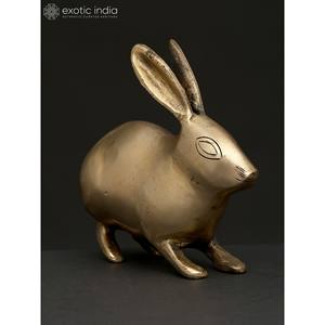 Figurine de lapin en laiton exotique indien de 6 pouces, décoration de table, statue, sculpture indienne, modèle DDP807 - Product Image 4