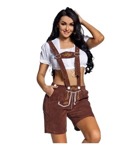Trajes de Lederhosen Alemanes, Pantalones Cortos con Tirantes para Cerveza, para el Oktoberfest Bávaro, Halloween, Carnaval, con Patrón Bordado Sólido - Product Image 5