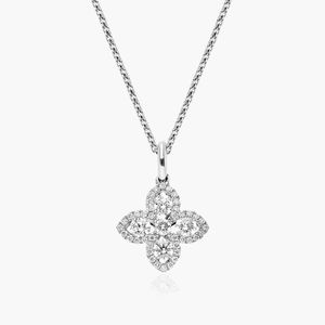 Colgante de Lujo para Mujer con Diamante Natural Magnolia, Corte Brillante Redondo, en Oro Blanco - Product Image 1