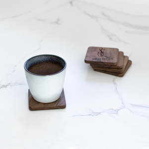 Square Shape <b>Walnut</b> & Oak Wooden Coaster Set. Handcrafted Rounded Edge Drink Mats & Pads For Serving Drinks And <b>Coffee</b> <b>Tables</b> - Product Image 6