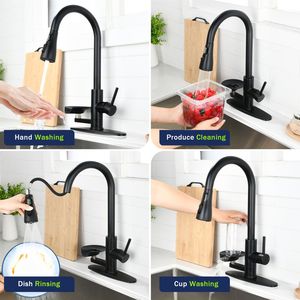 Rubinetto da Cucina 3-in-1 con Spruzzatore ad Arco Alto, Display LED a 3 Colori per Temperatura e Sciacquabicchieri in Vetro a Pressione, 3 Modalità di Spruzzo - Product Image 6