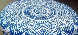 Mantel Redondo Hecho a Mano en India con Diseño de Mandala, Mantel Bohemio, Hermoso Mantel con Diseño Rangoli Azul - Product Image 2
