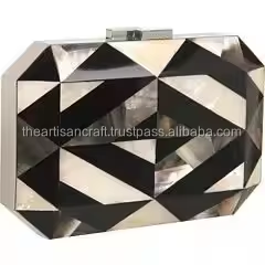 Sac à main de soirée en nacre incrustée de couleur personnalisée de haute qualité avec chaînes, fait à la main pour les filles et les femmes - Product Image 5