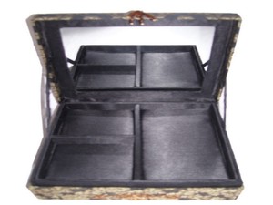 Hand-Carved Eco-Friendly Polished Customized Velvet Home Decoration Fancy Embroidered Designer Brass Inlay <b>Rectangular</b> Jewelery - Product Image 3