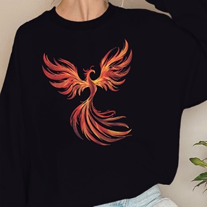 Sudaderas informales de punto con estampado de fénix abstracto para mujer con tonos de fuego - Product Image 2