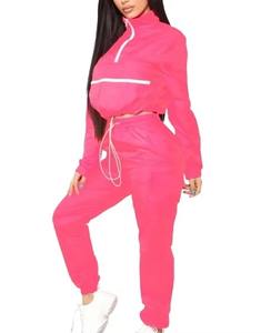 Conjunto de 2 Piezas de Chándal Cortavientos Estampado con Capucha para Mujer, Tallas Grandes, Logotipo Personalizado, Última Tendencia, Venta al Por Mayor OEM - Product Image 6