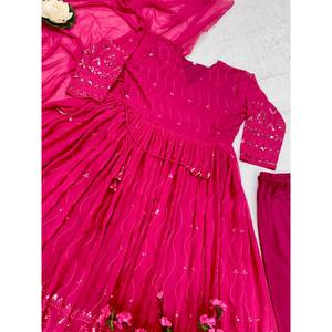 Vestido Maxi Anarkali de Diseñador con Pantalón y Dupatta, Ropa de Fiesta sin Costuras - Product Image 3