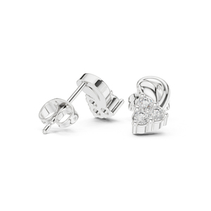 Boucles d'oreilles de fiançailles en or blanc 14 carats avec diamant rond cultivé en laboratoire pour femmes |   Nouveau diamant cultivé - Product Image 5