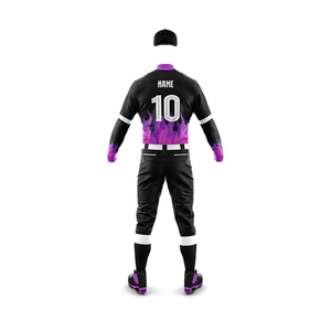 ชุดยูนิฟอร์มเบสบอลสีดำแบบยูนิเซ็กซ์ เสื้อแขนสั้นติดกระดุม กางเกงขายาว ระบายเหงื่อได้ดี พิมพ์ลายดิจิทัล ผ้าสี่ทางยืดได้ - Product Image 2