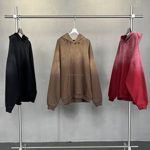 Pull personnalisé délavé au soleil en coton lourd recadrée broderie en détresse lavage à l'acide fabricants sweatshirts à capuche pour hommes - Product Image 6