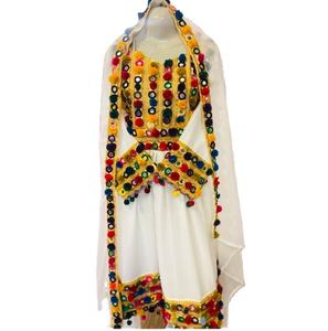 Respirant Afghan femmes robe de mariée de haute qualité solide motif dentelle bouton Sequin Pashtun Balochi porter Pathani Afghani robe - Product Image 1