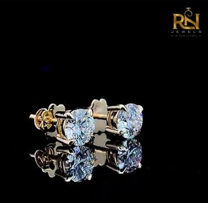 ต่างหูเพชรทรงกลมเพาะเลี้ยงในห้องปฏิบัติการ ทองคำแท้ 9K 14K 18K เครื่องประดับคุณภาพสูง ขายส่งจากโรงงานโดยตรง รับสั่งทำ - Product Image 5