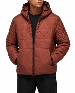 Chaqueta Acolchada con Capucha para Hombre, Color Sólido, Relleno de Poliéster, Cierre de Cremallera, Resistente al Viento, Informal, para Invierno, Corte Regular, 120g - Product Image 1