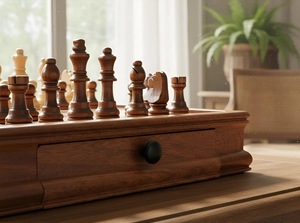 ILAHI's Eco-Friendly Rustic Polished Rectangle <b>Chess</b> <b>Board</b> Game 100% Handmade Pure Wood Animal/Love Style Customized Size <b>Chess</b> - Product Image 2