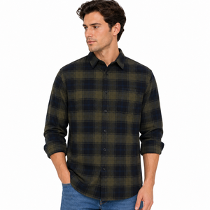 Reinforced Stitching <b>Men</b> <b>Flannel</b> <b>Shirt</b> 100% Cotton Breathable Vintage Inspired Outdoor Workwear Stylish Durable Button Formal - Product Image 1