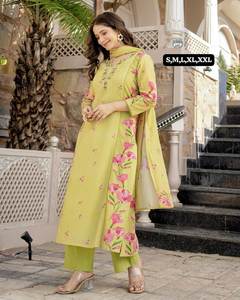 NUEVO SALWAR KAMEEZ DE SEDA CON TELA CHANDERI, CONJUNTO DE SALWAR KAMEEZ LISTO PARA FIESTAS CON PANTALÓN Y DUPATTA - Product Image 4