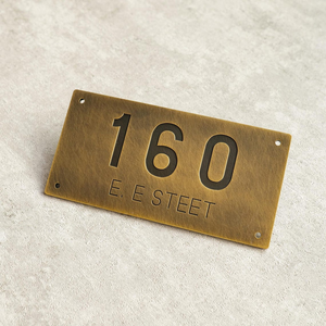 Customized Vintage Brass Nameplate Personalized <b>Plaque</b> Satin Finish Brass Sign House Sign Commercial Sign Brass Doorplate - Product Image 1