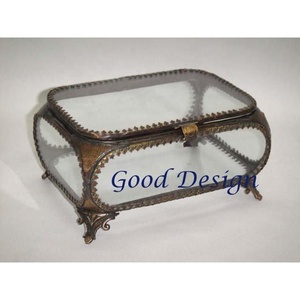 GOOD DESIGN Diamond Shaped <b>Clear</b> Glass Metal Jewelry <b>Box</b> Custom Size Decorative Trinket Case Organizer for Girls Women - Product Image 3