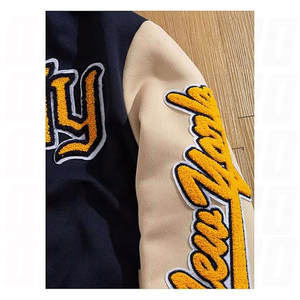 Chaqueta Varsity con Gráficos de Letras para Hombre, Manga Larga, Ribete a Rayas, Botones Frontales, Estilo Bomber, Ropa Casual Urbana, Prenda Exterior Universitaria para Otoño - Product Image 2