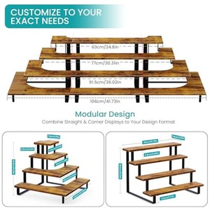 Portavelas de Madera de Acacia de Varios Niveles |   Exhibidores Industriales de Estilo Bohemio al por Mayor - Product Image 3