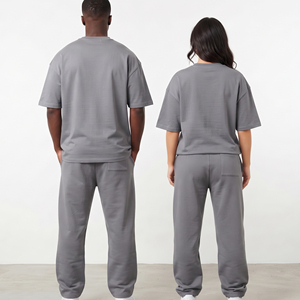 Ensemble de survêtement unisexe à manches courtes et col rond, t-shirt et pantalon de survêtement imprimés, ensemble décontracté deux pièces - Product Image 2