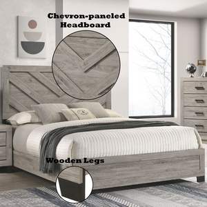 Cama de madera Queen con acabado Gris Claro Mari - Product Image 2