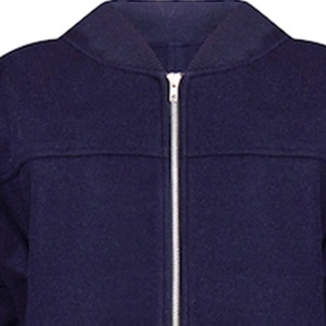 Chaqueta Bomber Corta Azul Marino con Mangas Fruncidas, Unisex, Casual, con Cierre, de Lana Sintética, Cuello en V, Puños y Dobladillo Impermeables - Product Image 6