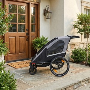 TC-2024T Perfect Companion Twin Bike <b>Trailer</b> Jogger Stroller with Safety Belt for Child Outings - Product Image 3