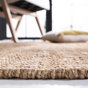 Tapis de cuisine rectangulaire en jute style ferme, à rayures, tissage plat, antidérapant, en fibres naturelles, à poils fins - Product Image 4