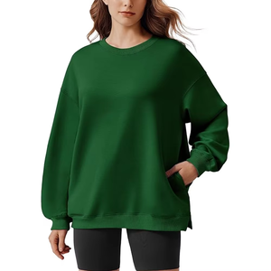 Sudadera de mujer de manga larga con cuello alto y media cremallera, estilo crop, holgada e informal, para otoño - Product Image 1