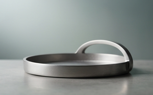 Plateau de service rond en aluminium moulé, doré, avec poignée arquée simple et base texturée, pour présentation alimentaire, idéal pour hôtels et restaurants – Vente directe usine - Product Image 1