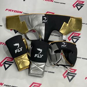 Nouvel ensemble de boxe personnalisé Fly pour l'entraînement et la protection, gants de kickboxing en cuir à lacets noirs pour arts martiaux - Product Image 1