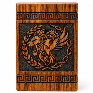 Wooden Urn <b>Memorial</b> Keepsake Box Carved Lion Pattern Cremation Ash Container Decorative Funeral <b>Gift</b> - Product Image 1