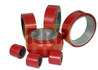 Roulettes en polypropylène rouge haute durabilité, polyuréthane PU, pour chariots à palettes manuels, roues de charge robustes, antistatiques, galvanisées