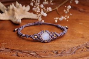 Handcrafted Moonstone Macrame <b>Bracelet</b> <b>Adjustable</b> Cord Natural Gemstone Beaded Boho Jewelry for Women Gift - Product Image 4